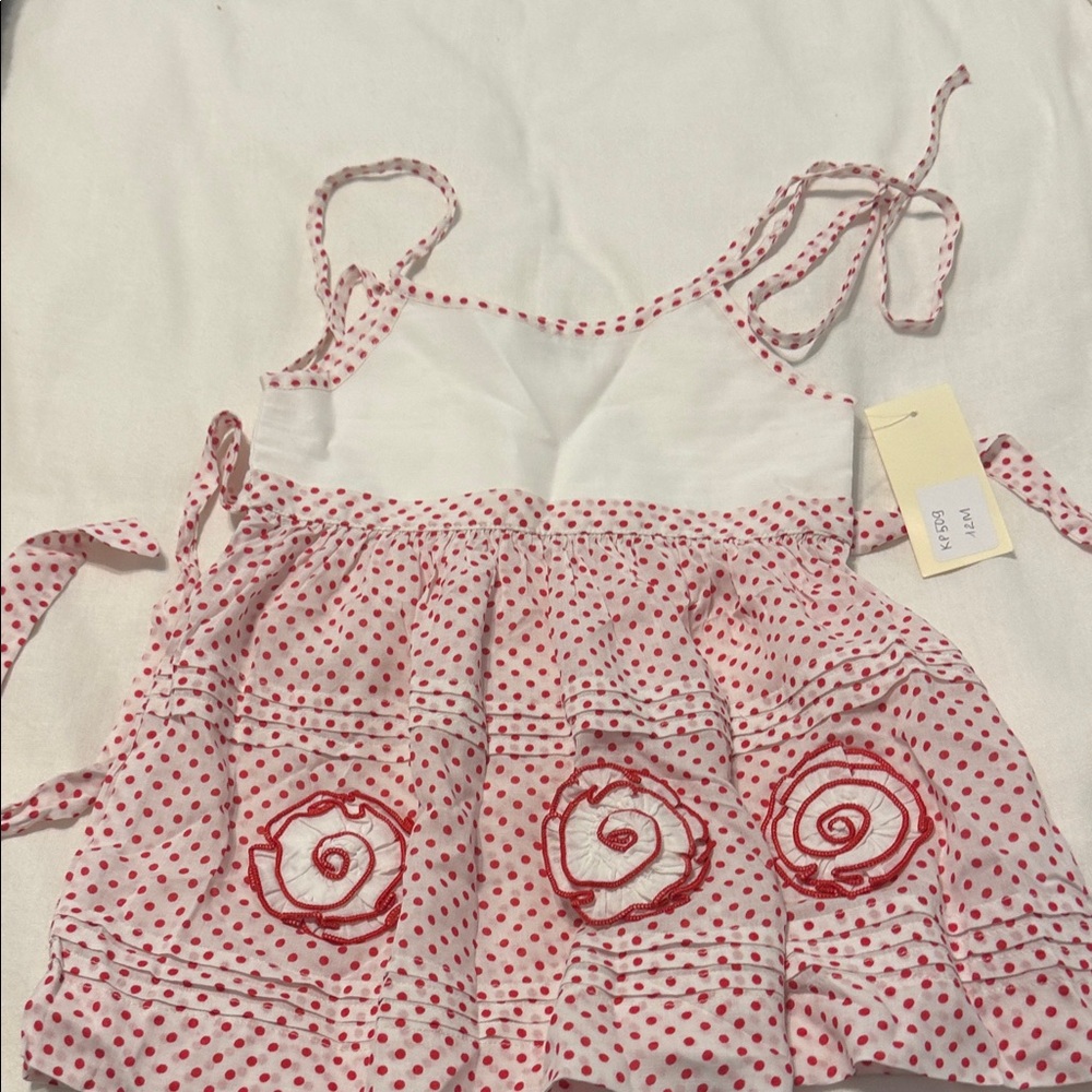 Polka Dot Kids Dress with Red Accents